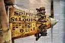 Nose, engine and propeller of the Spirit of St. Louis aircraft on display in the Air and Space Museum
