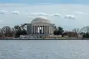 The Jefferson Memorial seen across the open water of the Tidal Basin