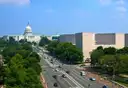 Pennsylvania Avenue running toward the US Capitol through downtown Washington, DC