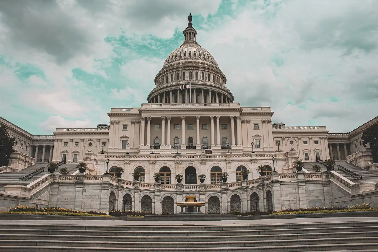 The west front and steps of the US Capitol